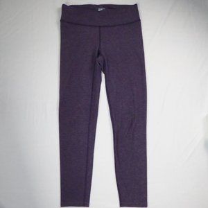GAPFIT ACTIVE LEGGINGS PURPLE THIN GRAY STRIPE HORIZONTAL SOFT MID RISE 28" S